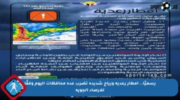 رسميًا.. أمطار رعدية ورياح شديدة تضرب عدة محافظات اليوم وفقًا للأرصاد الجوية